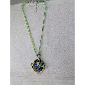 Bohemian Enamel Cowrie Conch Butterfly Shell Pendant Necklace